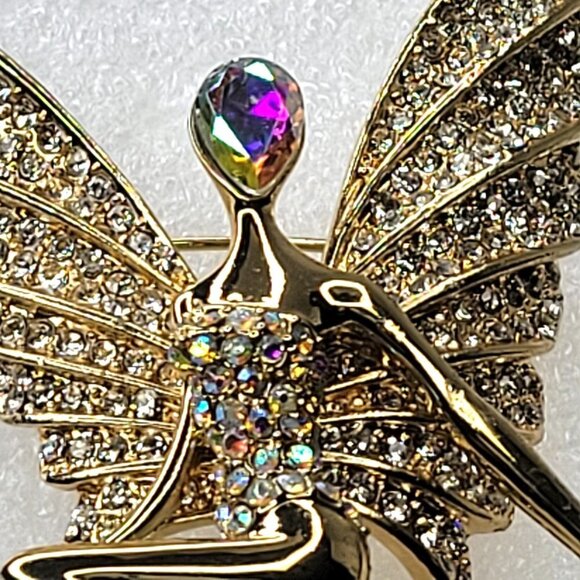 Gold Tone Angel Brooch Statement Brooch - Picture 2 of 14